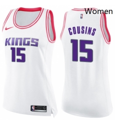 Womens Nike Sacramento Kings 15 DeMarcus Cousins Swingman WhitePink Fashion NBA Jersey Womens Nike Sacramento Kings 15 DeMarcus Cousins Swingman WhitePink Fashion NBA Jersey