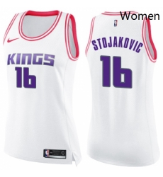Womens Nike Sacramento Kings 16 Peja Stojakovic Swingman WhitePink Fashion NBA Jersey Womens Nike Sacramento Kings 16 Peja Stojakovic Swingman WhitePink Fashion NBA Jersey