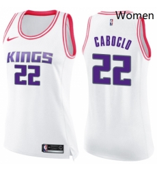 Womens Nike Sacramento Kings 22 Bruno Caboclo Swingman WhitePink Fashion NBA Jersey Womens Nike Sacramento Kings 22 Bruno Caboclo Swingman WhitePink Fashion NBA Jersey