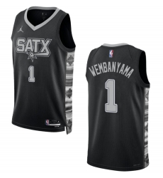 Men San Antonio Spurs #1 Victor Wembanyama 2022-23 Black Stitched Jersey Men San Antonio Spurs #1 Victor Wembanyama 2022-23 Black Stitched Jersey