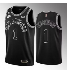 Men San Antonio Spurs 1 Victor Wembanyama Black 2022 23 Classic Edition With NO 6 Patch Stitched Basketball Jersey Men San Antonio Spurs 1 Victor Wembanyama Black 2022 23 Classic Edition With NO 6 Patch Stitched Basketball Jersey