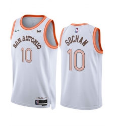 Men San Antonio Spurs 10 Jeremy Sochan White 2023 24 City Edition Stitched Basketball Jersey Men San Antonio Spurs 10 Jeremy Sochan White 2023 24 City Edition Stitched Basketball Jersey
