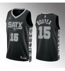 Men San Antonio Spurs 15 Jamaree Bouyea Black Statement Edition Stitched Basketball Jersey Men San Antonio Spurs 15 Jamaree Bouyea Black Statement Edition Stitched Basketball Jersey