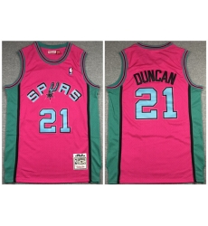 Men San Antonio Spurs 21 Tim Duncan 1998 99 Pink Throwback Stitched Jersey Men San Antonio Spurs 21 Tim Duncan 1998 99 Pink Throwback Stitched Jersey