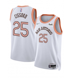 Men San Antonio Spurs 25 Sidy Cissoko White 2023 24 City Edition Stitched Basketball Jersey Men San Antonio Spurs 25 Sidy Cissoko White 2023 24 City Edition Stitched Basketball Jersey