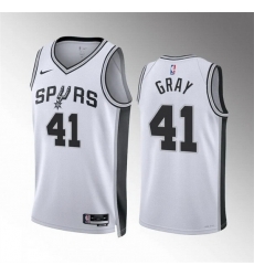 Men San Antonio Spurs 41 Raiquan Gray White Association Edition Stitched Basketball Jersey Men San Antonio Spurs 41 Raiquan Gray White Association Edition Stitched Basketball Jersey