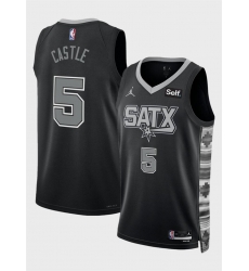 Men San Antonio Spurs 5 Stephon Castle Black 2024 Draft Statement Edition Stitched Basketball Jersey Men San Antonio Spurs 5 Stephon Castle Black 2024 Draft Statement Edition Stitched Basketball Jersey