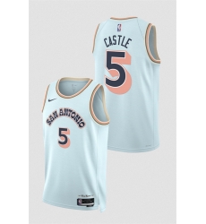 Men San Antonio Spurs 5 Stephon Castle Light Blue 2024 25 City Edition Stitched Basketball Jersey Men San Antonio Spurs 5 Stephon Castle Light Blue 2024 25 City Edition Stitched Basketball Jersey