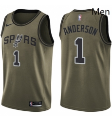 Mens Nike San Antonio Spurs 1 Kyle Anderson Swingman Green Salute to Service NBA Jersey Mens Nike San Antonio Spurs 1 Kyle Anderson Swingman Green Salute to Service NBA Jersey