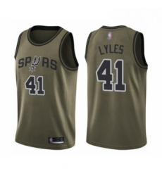 Mens San Antonio Spurs 41 Trey Lyles Swingman Green Salute to Service Basketball Jersey Mens San Antonio Spurs 41 Trey Lyles Swingman Green Salute to Service Basketball Jersey