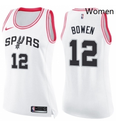 Womens Nike San Antonio Spurs 12 Bruce Bowen Swingman WhitePink Fashion NBA Jersey Womens Nike San Antonio Spurs 12 Bruce Bowen Swingman WhitePink Fashion NBA Jersey