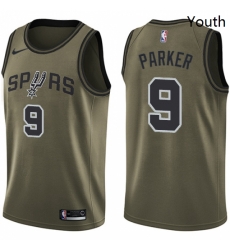 Youth Nike San Antonio Spurs 9 Tony Parker Swingman Green Salute to Service NBA Jersey Youth Nike San Antonio Spurs 9 Tony Parker Swingman Green Salute to Service NBA Jersey