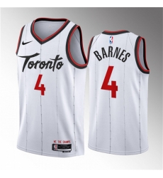 Men Toronto Raptors 4 Scottie Barnes White 2023 24 Association Edition Stitched Basketball Jersey Men Toronto Raptors 4 Scottie Barnes White 2023 24 Association Edition Stitched Basketball Jersey
