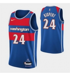Men's Washington Wizards #24 Corey Kispert 75th Anniversary 2021 2022 Blue City Edition Swingman Stitched Jersey Men's Washington Wizards #24 Corey Kispert 75th Anniversary 2021 2022 Blue City Edition Swingman Stitched Jersey