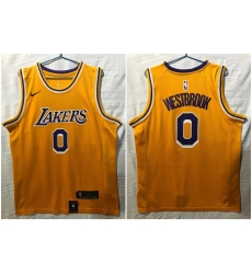 Los Angeles Lakers 0 Russell Westbrook Yellow Nike Swingman Jersey Los Angeles Lakers 0 Russell Westbrook Yellow Nike Swingman Jersey