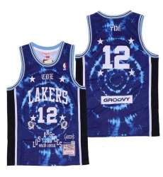Men B&R Remix Jersey Lakers 12 TDE Blue Throwback Jersey Men B&R Remix Jersey Lakers 12 TDE Blue Throwback Jersey