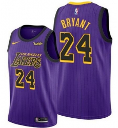 Men Lakers 24 Kobe Bryant Purple strips Nike City Edition Swingman Sponsor Logo Jersey Men Lakers 24 Kobe Bryant Purple strips Nike City Edition Swingman Sponsor Logo Jersey
