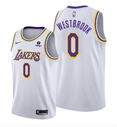 Men Los Angeles Lakers 0 Russell Westbrook Bibigo White Stitched Basketball Jersey Men Los Angeles Lakers 0 Russell Westbrook Bibigo White Stitched Basketball Jersey