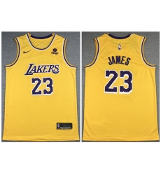 Men Los Angeles Lakers 23 LeBron James Bibigo Yellow Stitched Basketball Jersey Men Los Angeles Lakers 23 LeBron James Bibigo Yellow Stitched Basketball Jersey