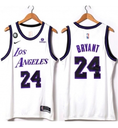 Men Los Angeles Lakers 24 Kobe Bryant 2022 23 White With NO 6 Patch Stitched Basketball Jersey Men Los Angeles Lakers 24 Kobe Bryant 2022 23 White With NO 6 Patch Stitched Basketball Jersey