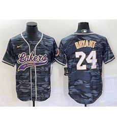 Men Los Angeles Lakers 24 Kobe Bryant Gray Camo Cool Base With Patch Stitched Baseball Jersey Men Los Angeles Lakers 24 Kobe Bryant Gray Camo Cool Base With Patch Stitched Baseball Jersey