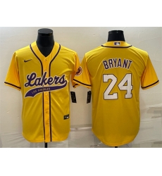 Men Los Angeles Lakers 24 Kobe Bryant Yellow Cool Base Stitched Baseball Jersey Men Los Angeles Lakers 24 Kobe Bryant Yellow Cool Base Stitched Baseball Jersey