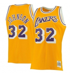 Men Los Angeles Lakers 32 Magic Johnson Mitchell 26 Ness Gold 1984 85 Hardwood Classics Swingman Basketball Jersey Men Los Angeles Lakers 32 Magic Johnson Mitchell 26 Ness Gold 1984 85 Hardwood Classics Swingman Basketball Jersey