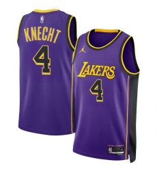 Men Los Angeles Lakers 4 Dalton Knecht Purple 2024 Draft Statement Edition Stitched Basketball Jersey Men Los Angeles Lakers 4 Dalton Knecht Purple 2024 Draft Statement Edition Stitched Basketball Jersey