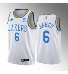Men Los Angeles Lakers 6 LeBron James 2022 23 White Classic Edition Stitched Basketball Jersey Men Los Angeles Lakers 6 LeBron James 2022 23 White Classic Edition Stitched Basketball Jersey