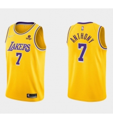 Men Los Angeles Lakers 7 Carmelo Anthony Bibigo Yellow Stitched Basketball Jersey Men Los Angeles Lakers 7 Carmelo Anthony Bibigo Yellow Stitched Basketball Jersey