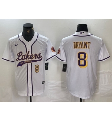 Men Los Angeles Lakers 8 Kobe Bryant White Cool Base Stitched Baseball Jerseys 5 Men Los Angeles Lakers 8 Kobe Bryant White Cool Base Stitched Baseball Jerseys 5