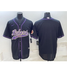Men Los Angeles Lakers Blank Black Cool Base Stitched Baseball Jersey Men Los Angeles Lakers Blank Black Cool Base Stitched Baseball Jersey