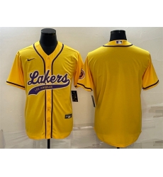 Men Los Angeles Lakers Blank Yellow Cool Base Stitched Baseball Jersey Men Los Angeles Lakers Blank Yellow Cool Base Stitched Baseball Jersey