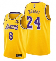 Men Los Angeles Lakers Front 8 Back 24 Kobe Bryant Bibigo Yellow Stitched Basketball Jersey Men Los Angeles Lakers Front 8 Back 24 Kobe Bryant Bibigo Yellow Stitched Basketball Jersey