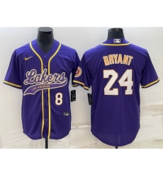 Men Los Angeles Lakers Front 8 Back 24 Kobe Bryant Purple Cool Base Stitched Baseball Jersey Men Los Angeles Lakers Front 8 Back 24 Kobe Bryant Purple Cool Base Stitched Baseball Jersey