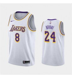 Men Los Angeles Lakers Kobe Bryant 8 24 Either Number White Stitched NBA Jersey Men Los Angeles Lakers Kobe Bryant 8 24 Either Number White Stitched NBA Jersey