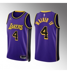 Men Los Angeles Lakers Lonnie Walker IV #4 Purple Stitched Basketball Jersey Men Los Angeles Lakers Lonnie Walker IV #4 Purple Stitched Basketball Jersey