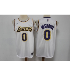 Men Los Angeles Lakers Russell Westbrook 0 White 75th Anniversary White Stitched Jersey Men Los Angeles Lakers Russell Westbrook 0 White 75th Anniversary White Stitched Jersey