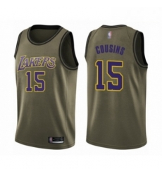 Mens Los Angeles Lakers 15 DeMarcus Cousins Swingman Green Salute to Service Basketball Jersey Mens Los Angeles Lakers 15 DeMarcus Cousins Swingman Green Salute to Service Basketball Jersey