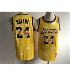 Men's Los Angeles Lakers #24 Kobe Bryant Yellow Hwc Starry Jersey Men's Los Angeles Lakers #24 Kobe Bryant Yellow Hwc Starry Jersey