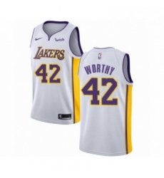 Mens Los Angeles Lakers 42 James Worthy Authentic White Basketball Jersey Association Edition Mens Los Angeles Lakers 42 James Worthy Authentic White Basketball Jersey Association Edition