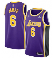 Men's Los Angeles Lakers #6 LeBron James Purple 75th Anniversary City Edition Stitched Jersey Men's Los Angeles Lakers #6 LeBron James Purple 75th Anniversary City Edition Stitched Jersey