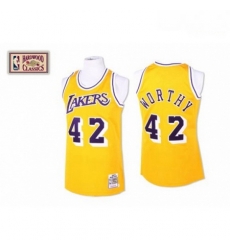 Mens Mitchell and Ness Los Angeles Lakers 42 James Worthy Swingman Gold Throwback NBA Jersey Mens Mitchell and Ness Los Angeles Lakers 42 James Worthy Swingman Gold Throwback NBA Jersey