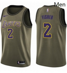 Mens Nike Los Angeles Lakers 2 Derek Fisher Swingman Green Salute to Service NBA Jersey Mens Nike Los Angeles Lakers 2 Derek Fisher Swingman Green Salute to Service NBA Jersey