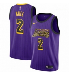 Mens Nike Los Angeles Lakers 2 Lonzo Ball Swingman Purple NBA Jersey City Edition Mens Nike Los Angeles Lakers 2 Lonzo Ball Swingman Purple NBA Jersey City Edition