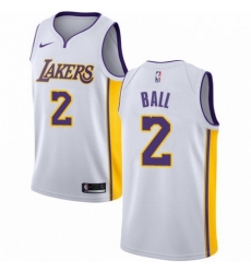 Mens Nike Los Angeles Lakers 2 Lonzo Ball Swingman White NBA Jersey Association Edition Mens Nike Los Angeles Lakers 2 Lonzo Ball Swingman White NBA Jersey Association Edition