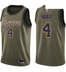 Mens Nike Los Angeles Lakers 4 Byron Scott Swingman Green Salute to Service NBA Jersey Mens Nike Los Angeles Lakers 4 Byron Scott Swingman Green Salute to Service NBA Jersey