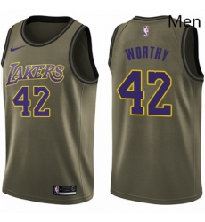Mens Nike Los Angeles Lakers 42 James Worthy Swingman Green Salute to Service NBA Jersey Mens Nike Los Angeles Lakers 42 James Worthy Swingman Green Salute to Service NBA Jersey