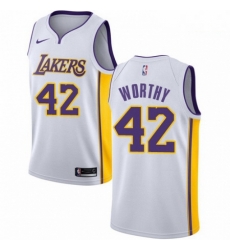 Mens Nike Los Angeles Lakers 42 James Worthy Swingman White NBA Jersey Association Edition Mens Nike Los Angeles Lakers 42 James Worthy Swingman White NBA Jersey Association Edition