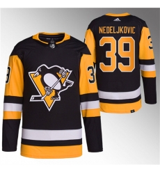 Men Pittsburgh Penguins 39 Alex Nedeljkovic Black Stitched Jersey Men Pittsburgh Penguins 39 Alex Nedeljkovic Black Stitched Jersey
